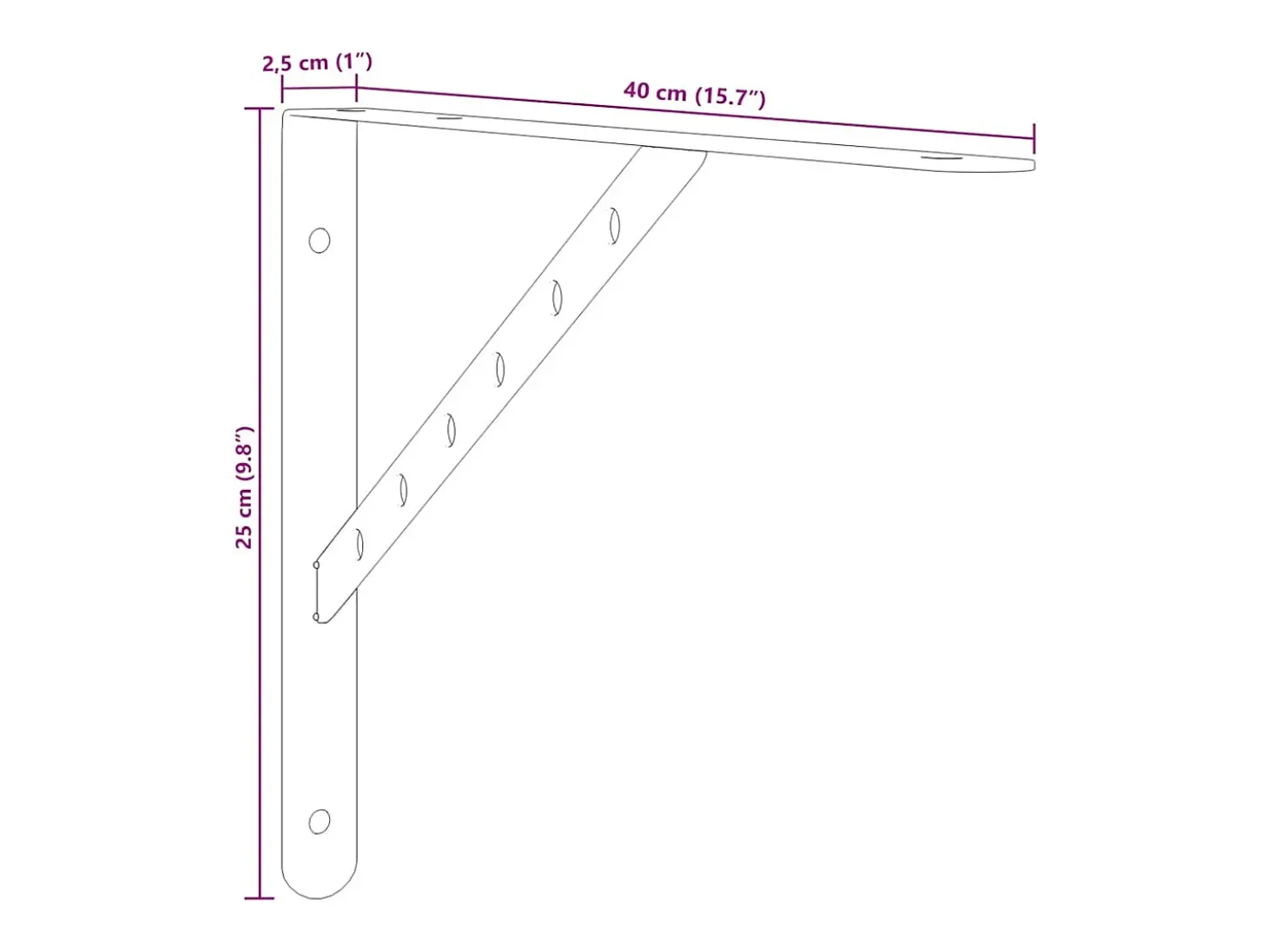 Suportes prateleira 4pcs 40x2,5x25 cm aço inoxidável prateado