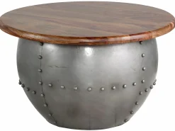 Swaran | Mesa de café 75 cm em madeira de manga castanha Metal