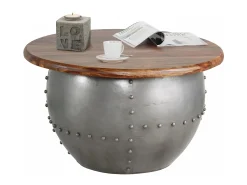 Swaran | Mesa de café 75 cm em madeira de manga castanha Metal