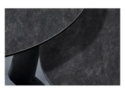 Table baixa VIRELLO – Mesa de centro redonda Ø80 cm – Pedra natural cinza escura & metal – Design contemporâneo e robusto
