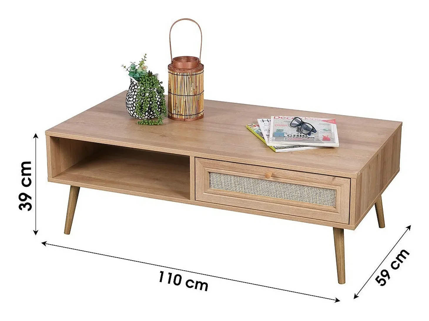 Table basse ALTA chêne clair – Design scandinave et rangement pratique