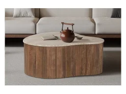 Table basse en bois massif collection DELHI 80cm - Style ethnique et design