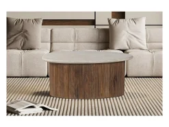 Table basse en bois massif collection DELHI 90cm - Style ethnique et design