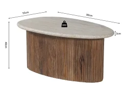 Table basse en bois massif collection DELHI 90cm - Style ethnique et design