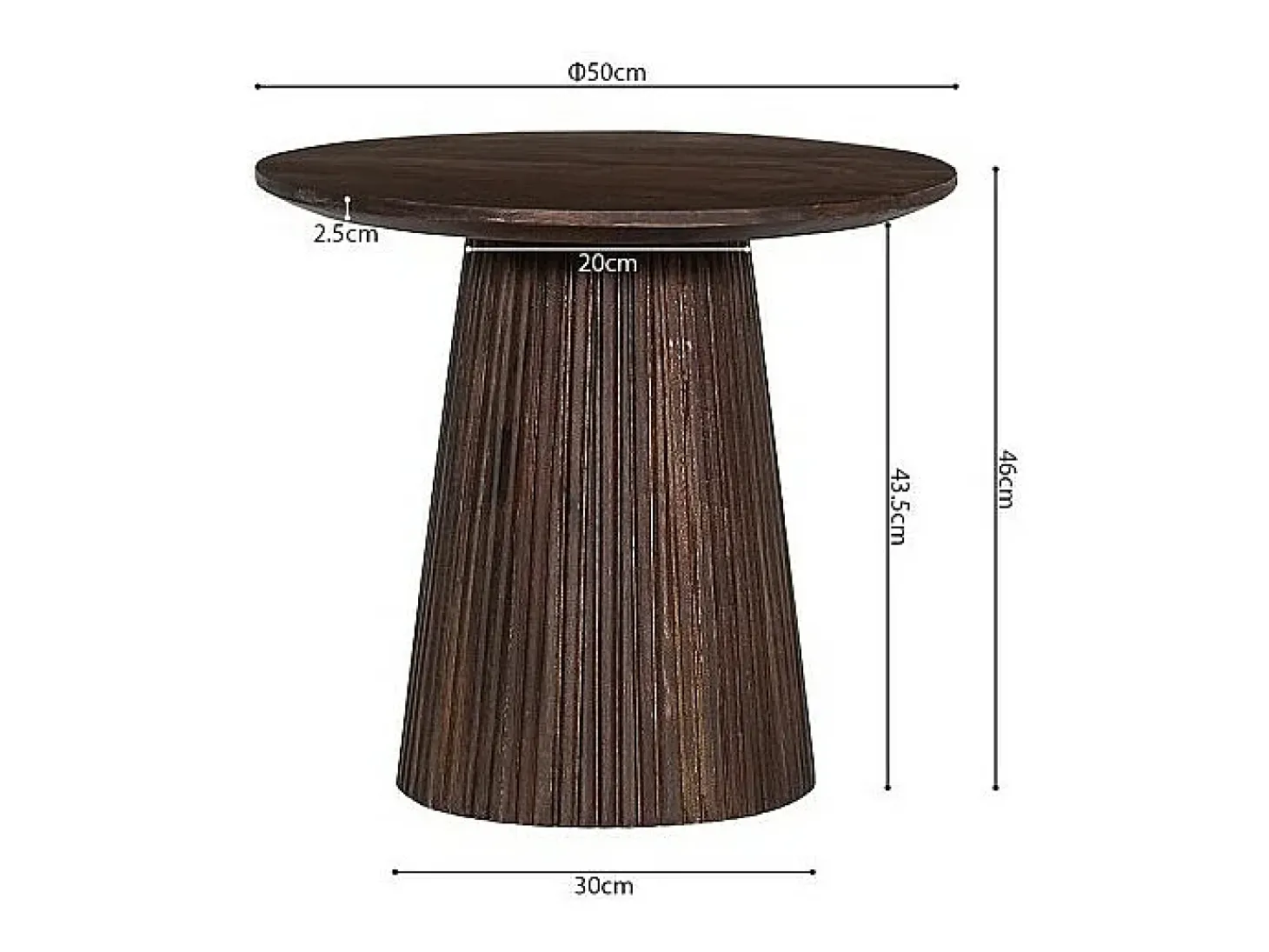Table basse ronde collection MITCHEL en bois exotique de manguier brun diamètre 50 cm