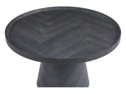 Table basse ronde collection CARVELA – Décor gris foncé – Bord relevé – D80 x H47 cm