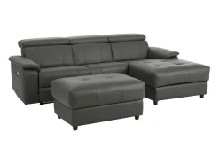 Tanaro | Sofá Chaise Lounge 3 Lugares Direito com Função Eléctrica em PU Cinza