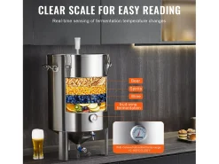 Tanque de Fermentação, SucceBuy Kit de Tanque de Fermentação Caseira de Aço Inoxidável de 60 L com Fermentador de Cerveja
