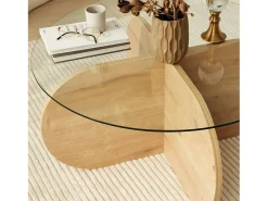 TavDalcibiad sala de estar, Mesa de café, Porta-revistas para sofá, Prateleira para sala, 75x75h35 cm, Carvalho