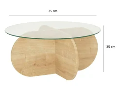 TavDalcibiad sala de estar, Mesa de café, Porta-revistas para sofá, Prateleira para sala, 75x75h35 cm, Carvalho
