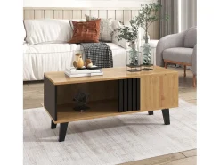 Tavolino da caffè 100 x 60 x 45 cm in legno colorato e design nero, tavolo da soggiorno con cassetto tavolino laterale