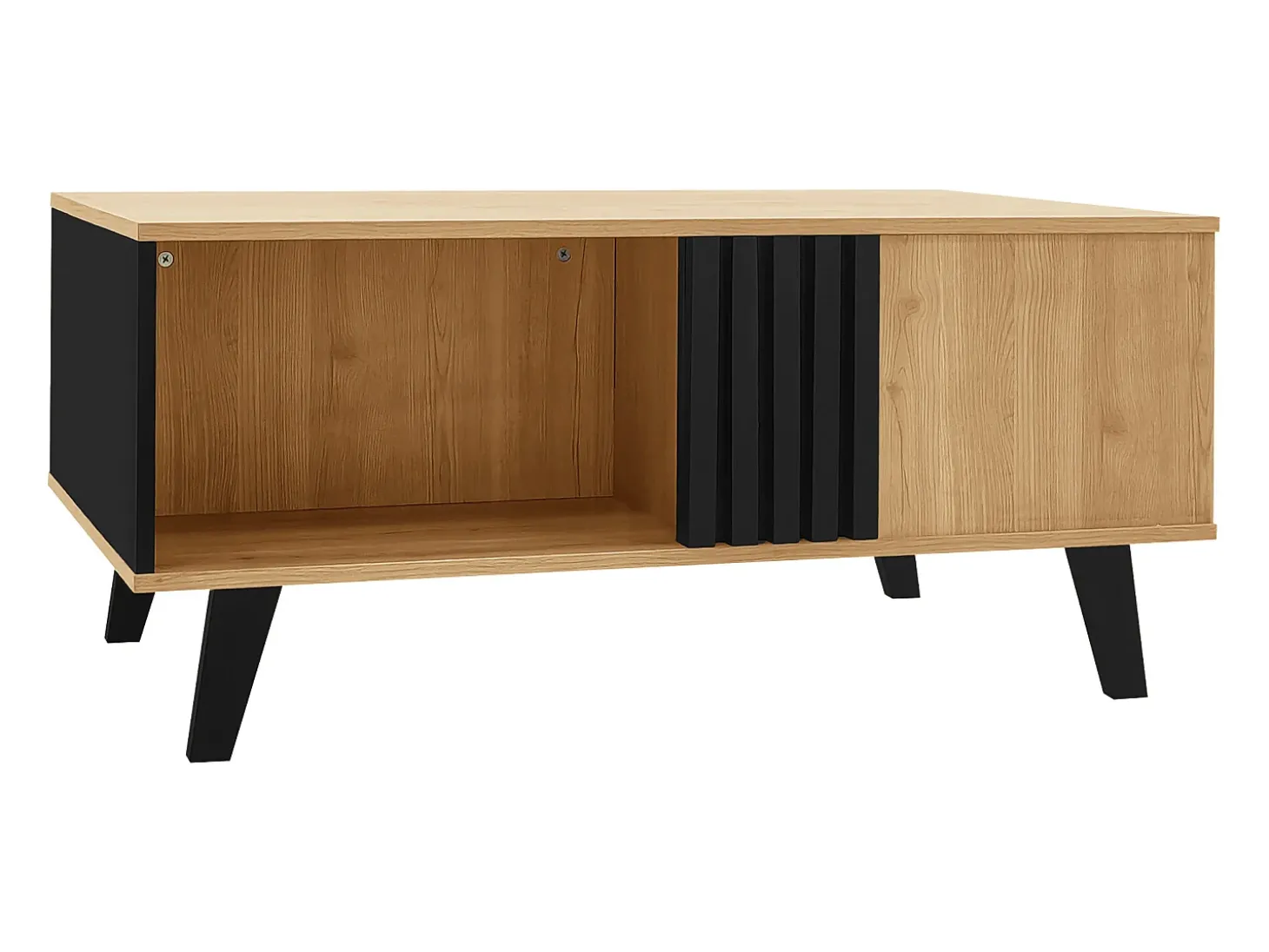 Tavolino da caffè 100 x 60 x 45 cm in legno colorato e design nero, tavolo da soggiorno con cassetto tavolino laterale