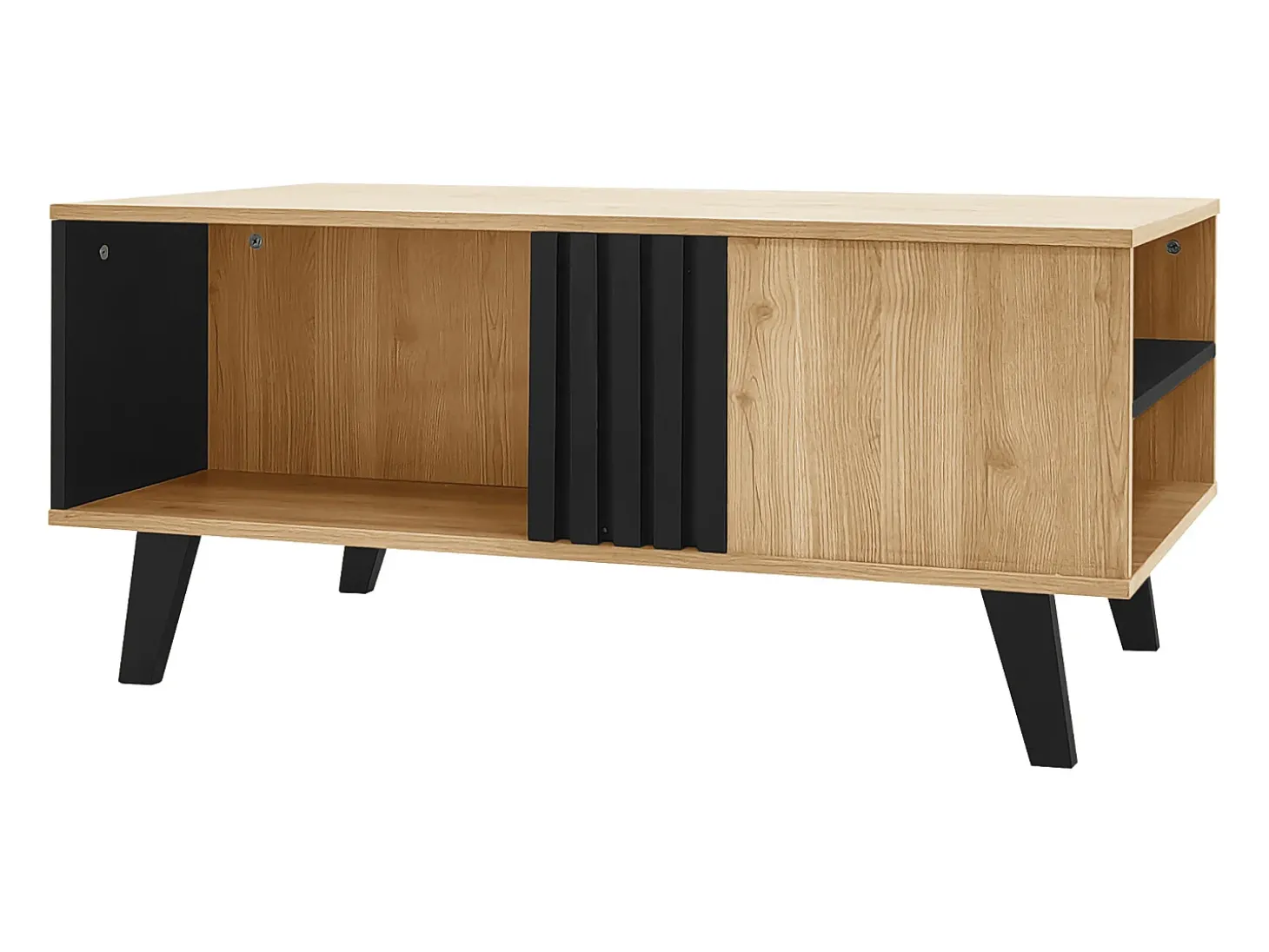Tavolino da caffè 100 x 60 x 45 cm in legno colorato e design nero, tavolo da soggiorno con cassetto tavolino laterale