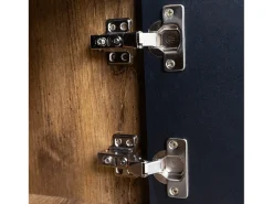 Tavolino da caffè nero e legno da 90 cm – 2 scomparti aperti e 2 ante