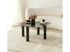 TAvolino de sala de estar Dpervers, Mesa baixa de café, Suporte de revistas para sofá, Prateleira de sala de estar, 80x80h40 cm, Antracite e Fumé