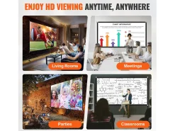 Tela de Cinema ao Ar Livre SucceBuy com Suporte - 381cm, 16:9 HD 4K Portátil para o Interior e o Exterior Cinema em Casa Jogos Escritório