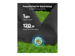Tela de Projeção Inflável SucceBuy, Material 600D, Portátil com Saco de Armazenamento, Formato 16:9, Ideal para Home Cinema, 378 x 160 x 317 cm