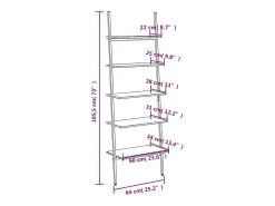 Unidade 5 prateleiras inclinada 64x34x185,5 cm preto