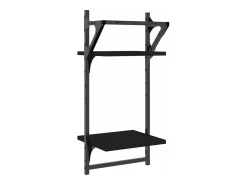 Unidade 2 prateleiras parede com barras 2 pcs 30x25x65 cm preto