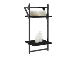 Unidade 2 prateleiras parede com barras 2 pcs 30x25x65 cm preto PT216817