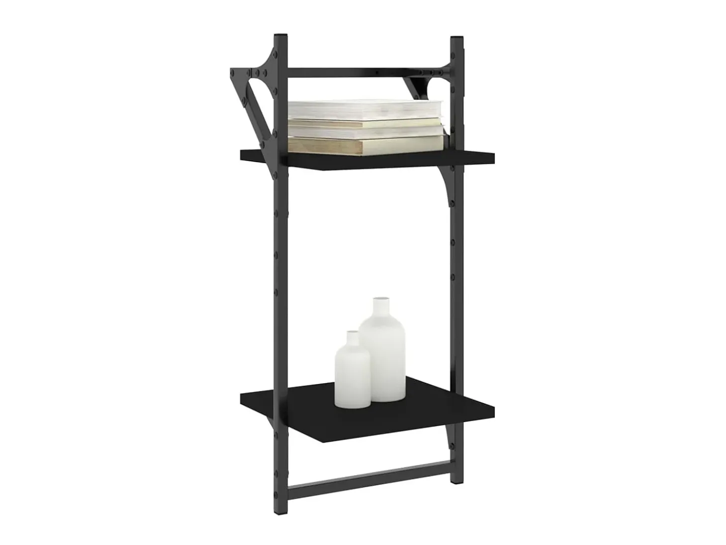 Unidade 2 prateleiras parede com barras 2 pcs 30x25x65 cm preto PT216817