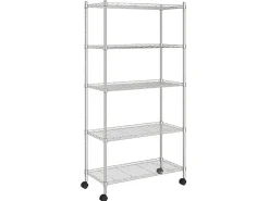 Unidade de 5 prateleiras com rodas 75x35x155 cm 250 Kg cromado PT760307