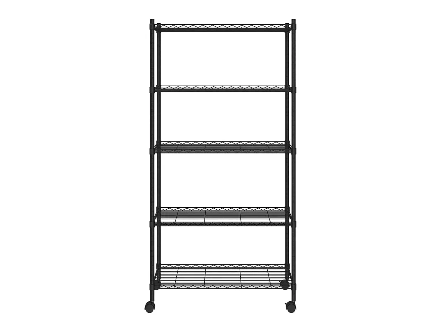 Unidade de 5 prateleiras com rodas 75x35x155 cm 250 Kg preto PT161805