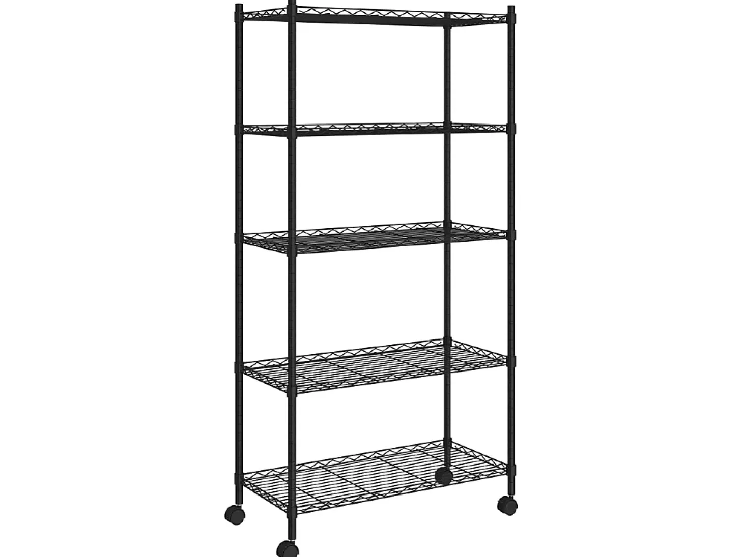 Unidade de 5 prateleiras com rodas 75x35x155 cm 250 Kg preto PT161805