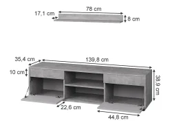 Unidade de parede concreto/branco 139.8x35.4x38.9 berno