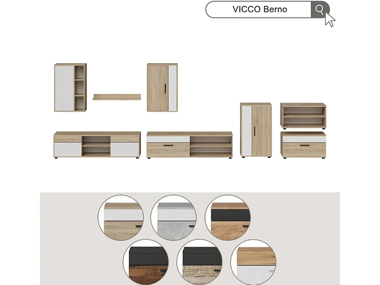 Unidade de parede concreto/branco 139.8x35.4x38.9 berno