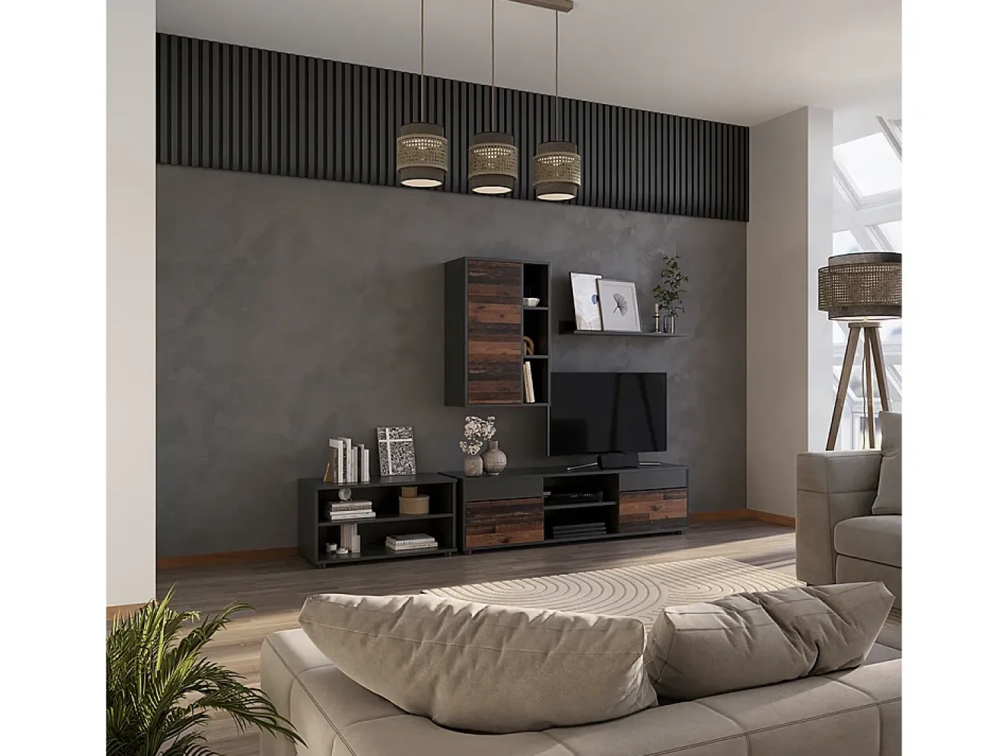Unidade de parede preto/estilo antigo 139.8x35.4x38.9 berno