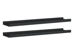 Unidade de prateleiras com rebordo 2 pcs 60x9x3 cm MDF preto PT350043