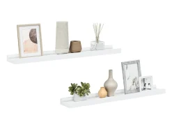 Unidade de prateleiras com rebordo 2 pcs 60x9x3 cm MDF branco