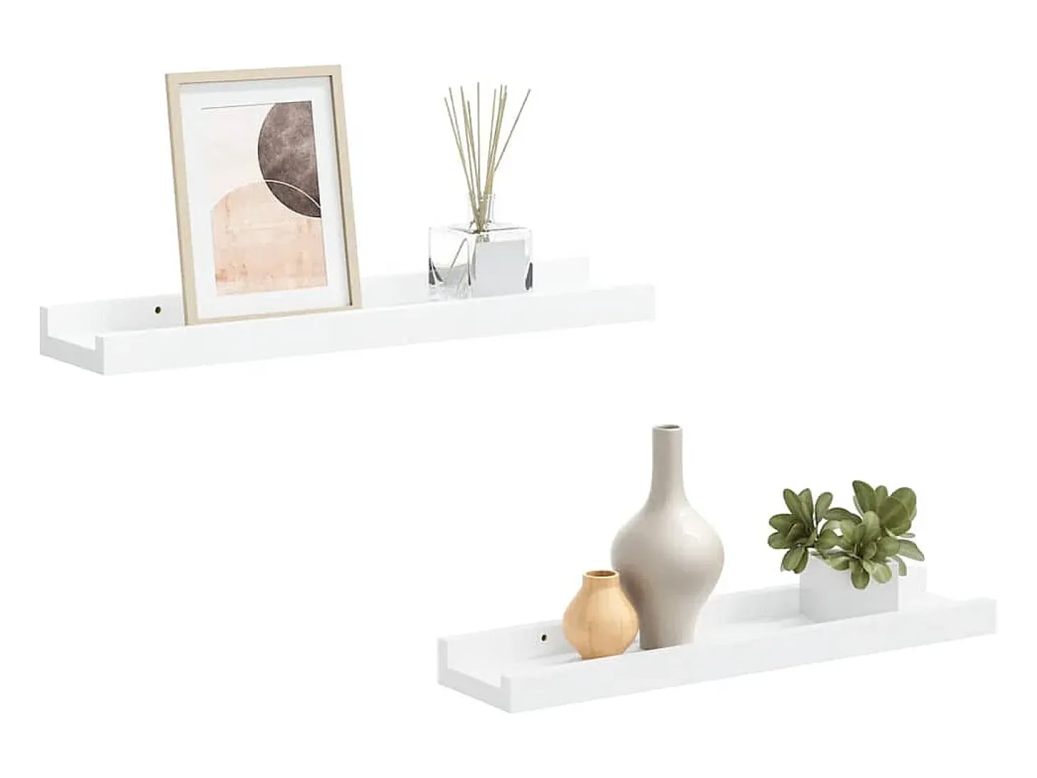 Unidade de prateleiras com rebordo 2 pcs 40x9x3 cm MDF branco