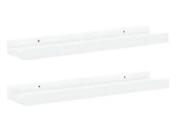 Unidade de prateleiras com rebordo 2 pcs 40x9x3 cm MDF branco