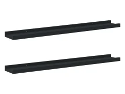 Unidade de prateleiras com rebordo 2 pcs 80x9x3 cm MDF preto