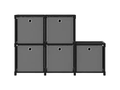 Unidade prateleira 5 cubos c/ caixas 103x30x72,5cm tecido preto PT154264