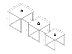 VCM 3 pcs Set Mesa lateral | Mesa de centro simples | Mesa de sofá de metal e MDF | Mesa de centro - Glisal (Branco)