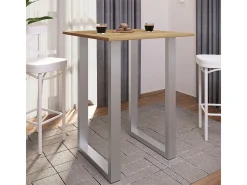 VCM Bar Table | Tresen | Mesa em pé | Mesa alta | Mesa Barba Bar - Xona 80x50 cm (Prata / Carvalho Mel)