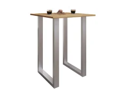 VCM Bar Table | Tresen | Mesa em pé | Mesa alta | Mesa Barba Bar - Xona 80x50 cm (Prata / Carvalho Mel)