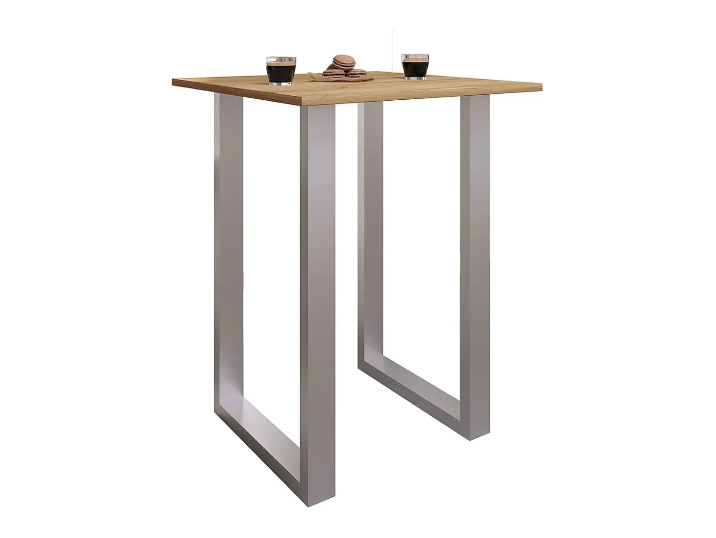 VCM Bar Table | Tresen | Mesa em pé | Mesa alta | Mesa Barba Bar - Xona 80x50 cm (Prata / Carvalho Mel)