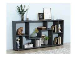 VCM Estante de prateleira de madeira Media Shelf Storage Room Divider Decoração Prateleira Lanisa L (Antracite)