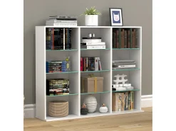 VCM Madeira CD DVD Prateleira Estante Sala Divisor Decoração Prateleira Vidro Zilas L (Branco)