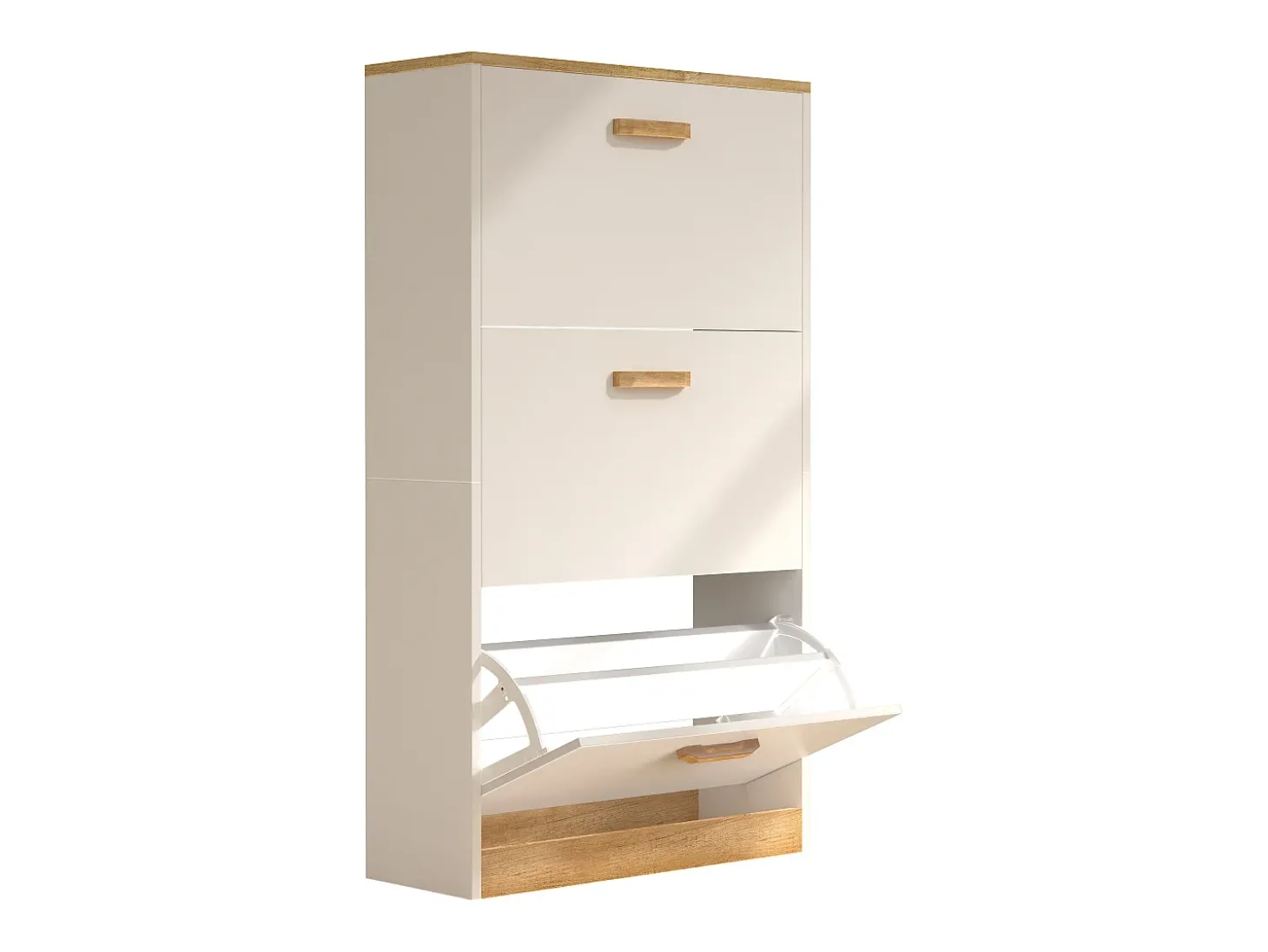VCM Madeira Prateleira Kipper Sapato Prateleira Sapato Sapato Tipper 3 Flaps Halom M (Branco)