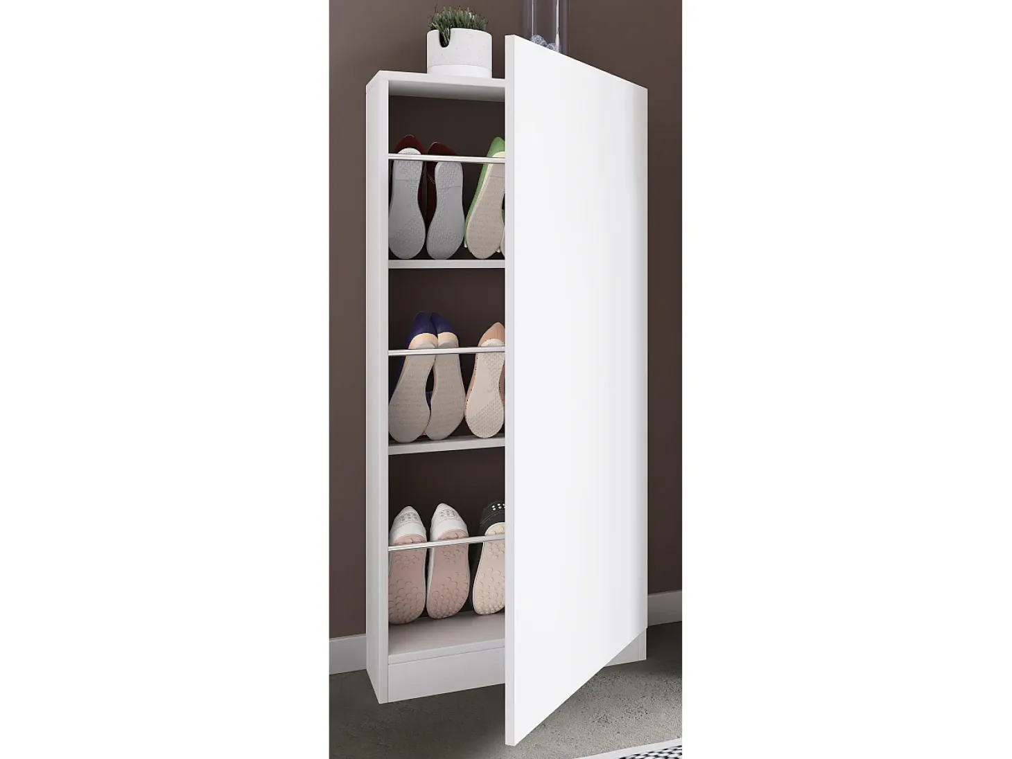 VCM Madeira Shoe Cabinet Sapato Commode Sapato Prateleira Sapato Stand Fulisa L (Branco)