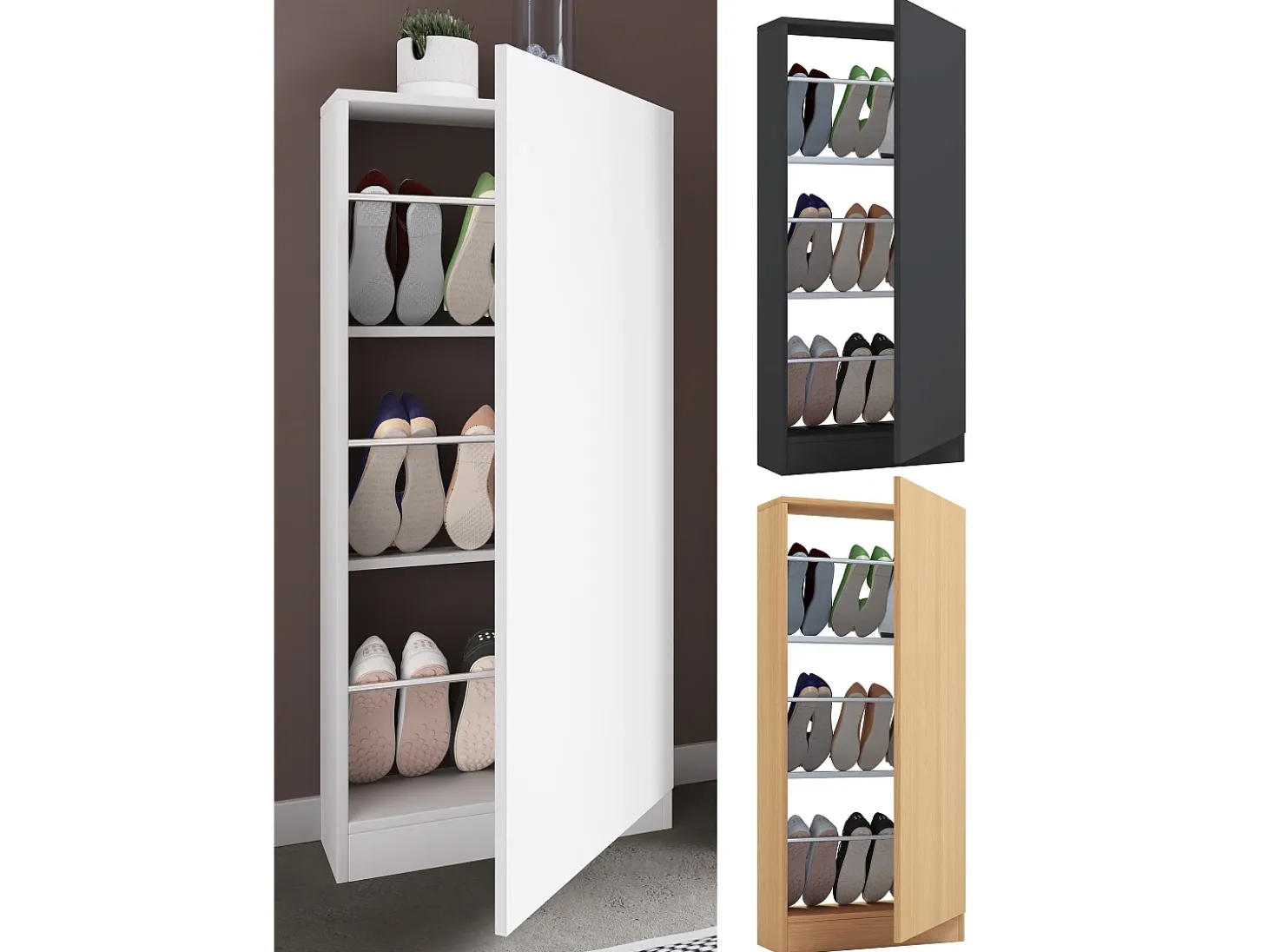 VCM Madeira Shoe Cabinet Sapato Commode Sapato Prateleira Sapato Stand Fulisa L (Branco)