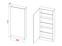 VCM Madeira Shoe Cabinet Sapato Commode Sapato Prateleira Sapato Stand Fulisa L (Branco)
