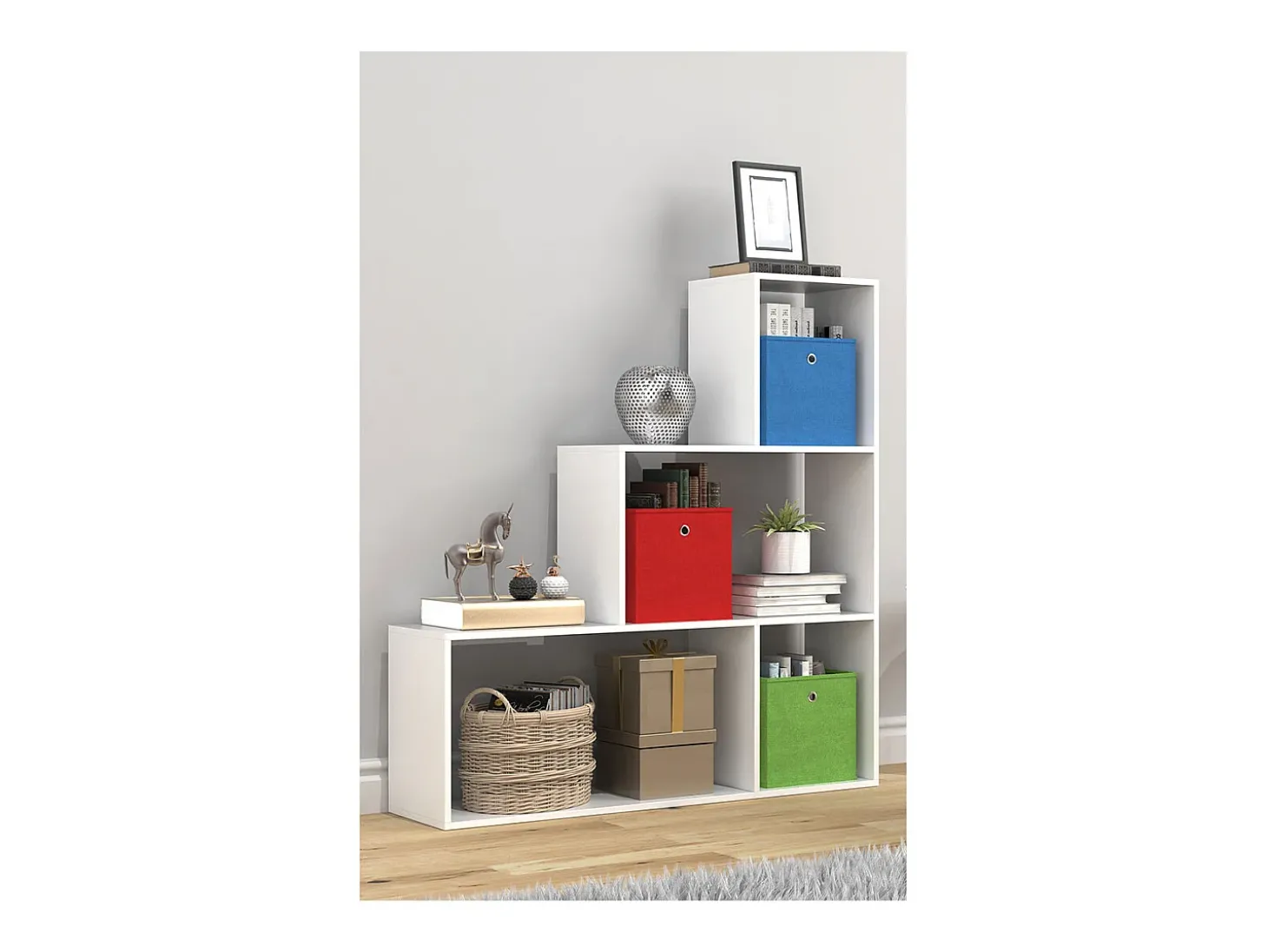 VCM Madeira Stand Stair Shelf Stepped Shelf Stand Shelf Room Divider Bookshelf Dubila M (Branco)