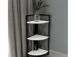 VCM Wood Metal Corner Shelf Storage Stand Prateleira Estante Decoração Livros Stand Shelf Insasi 2 (Branco)