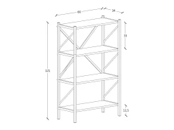 VCM Wood Metal Storage Stand Shelf Bookshelf Decoração Livros Stand Shelf Insasi 4 (Anthracite)